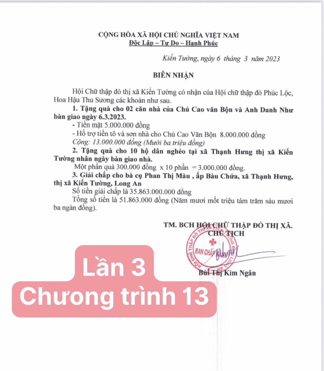 Chương trình Mái Ấm Yêu thương 13, trao đi 169 triệu đồng từ Hội chữ thập đỏ Phúc Lộc