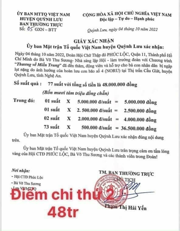 Hội Chữ Thập Đỏ Phúc Lộc Thương về miền trung Số 1 từ thiện 116 triệu đồng trực tiếp đến tay bà con vùng bão lũ Quảng Nam, Nghệ An